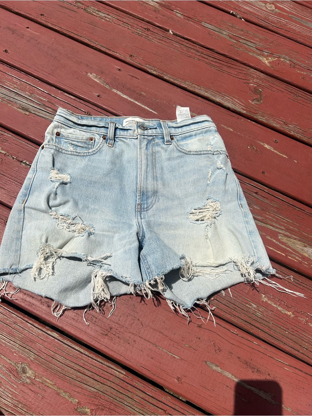 Abercrombie & Fitch Light Blue Distressed Denim Cutoff Shorts